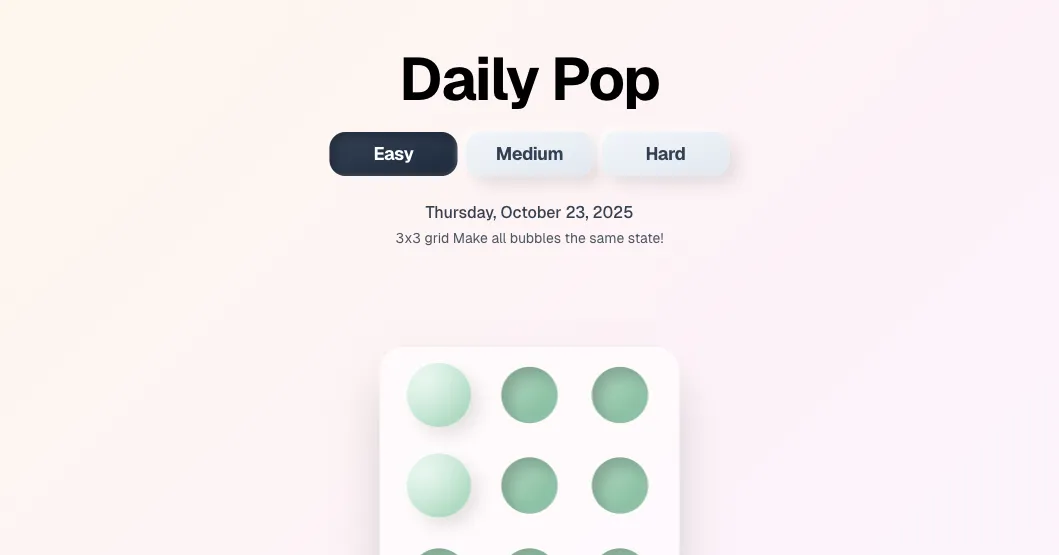 Screenshot of daily pop