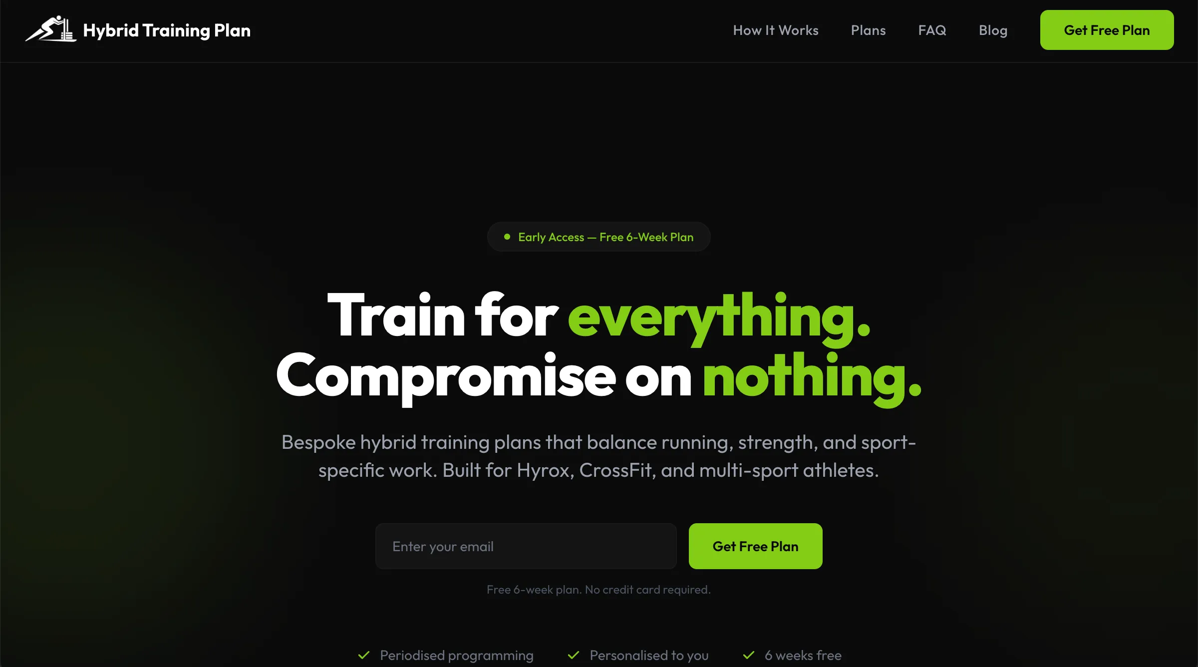 A screenshot of https://www.hybridtrainingplan.app/